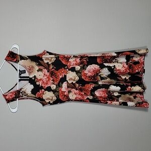 Y2K Rue21 Floral Fit Flare Dress Size S Sleeveless Dark Romantic Whimsigoth 90s